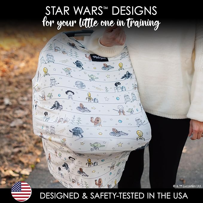 Milk Snob Original Star Wars 5-in-1 Cover, Precious Padawans, Privacy for Breastfeeding, Baby Car Seat, Carrier, Stroller, High Chair, Shopping Cart, Lounger Canopy - Newborn Essentials, Nursing Top