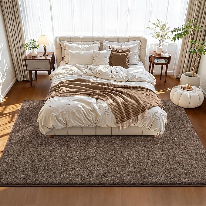 Pettop 6x9 Brown Area Rugs for Living Room Bedroom, Thickened Memory-Foam Throw - Image 3