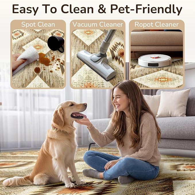 BESTSWEETIE Area Rug 6x8 Rug Machine Washable Non-Slip Low Pile Print Pattern - Image 4