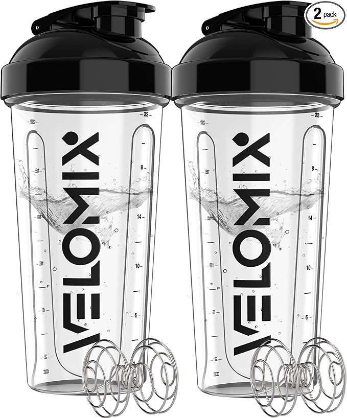VELOMIX 2 Pack 28oz Protein Shaker Bottle by VELOMIX
