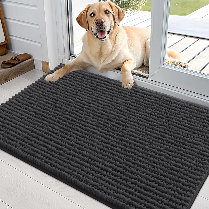 OLANLY Dog Door Mat for Muddy Paws 36x24, Ultra Absorbent Chenille Mud Doormat by OLANLY