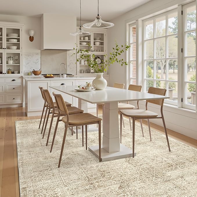 Soalmost 6x9 Area Rug for Living Room Floral Washable Non-Slip Modern Rugs for - Image 3
