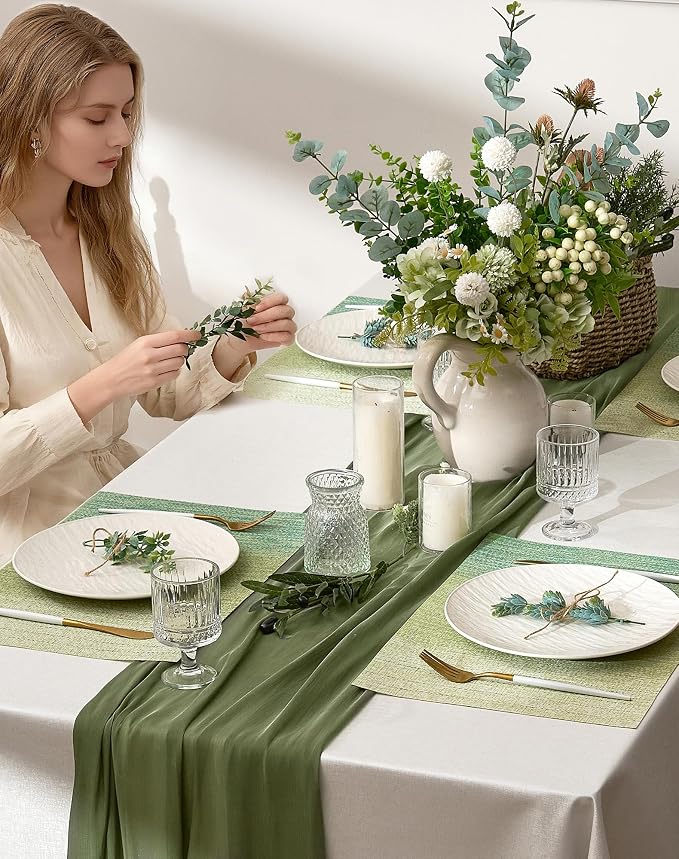 Leetaltree Gradient Green Woven Placemats Set of 8 - Image 3