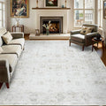 Washable 9×12 Area Rugs for Living Room, Vintage Floral Rug Soft Non Slip Stain by Dotiiorug