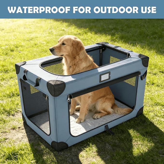 42 Inch Foldable Dog Travel Crate Blue - Image 9