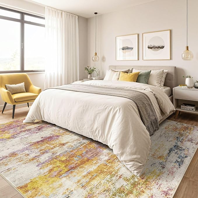 7x9 Area Rugs Living Room: Washable Large Abstract Modern Soft Stain Resistant - Image 4