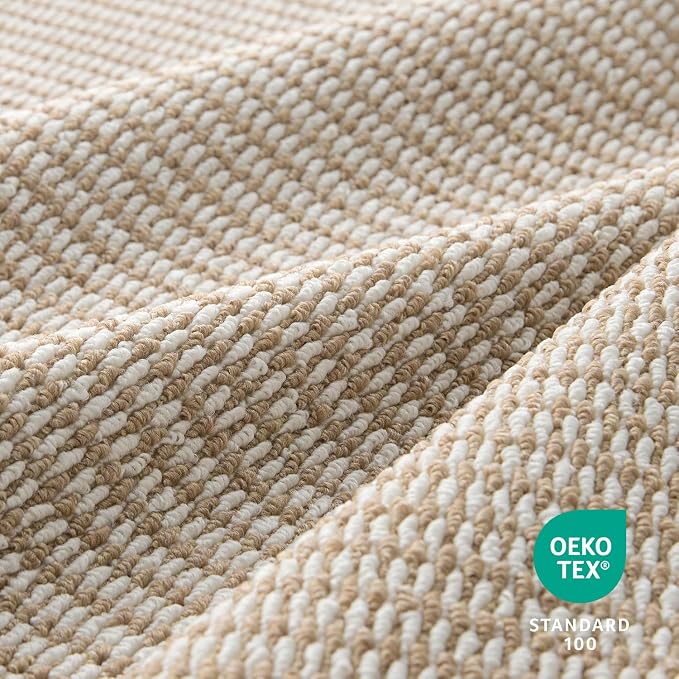 Faux Jute Hallway Runner Rug 2'x6', Washable & Non-Slip, Taupe & White | 0.27" - Image 4
