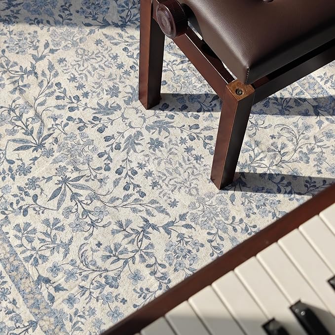 jinchan Zenith Corner Rug 7x7 Area Rug Floral Soft Aesthetic Rug Non-Slip Low - Image 4
