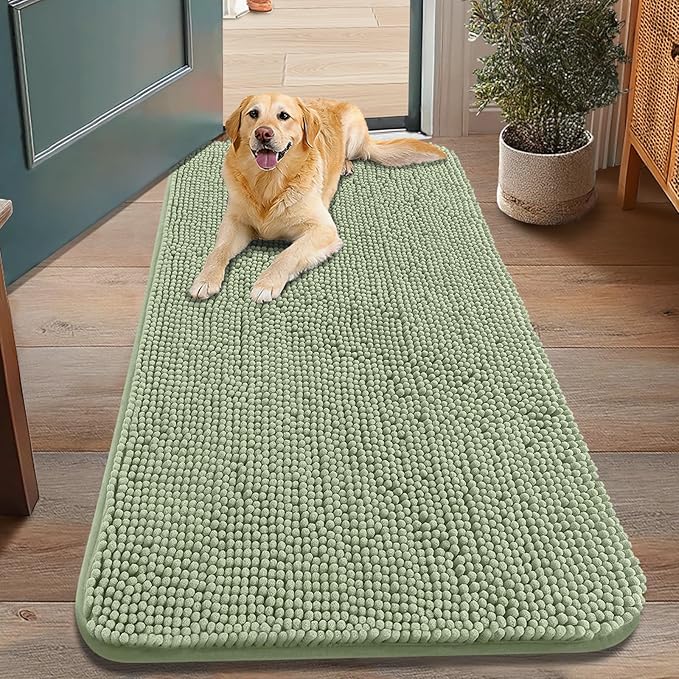 Smiry Dog Door Mat for Muddy Paws 48x30, Absorbent Dirt Trapper, Non-Slip by Smiry