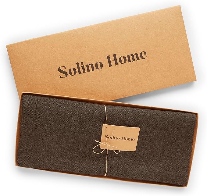 Solino Home 100% Pure Linen Table Runner Brown Long, Athena 14 x 156 in | Table - Image 5