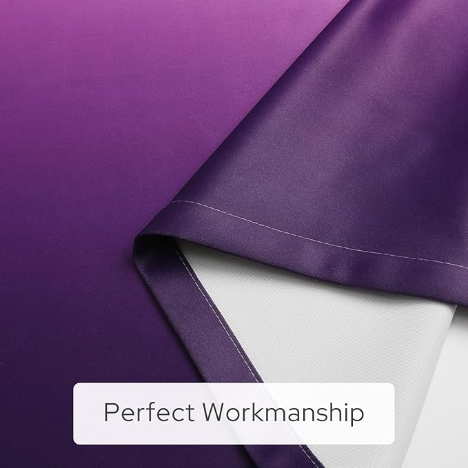 HOMEIDEAS Purple Ombre Blackout Curtains, 52 X 96 Inch Length Gradient Color Room Darkening Curtains with Grommet Thermal Insulated Window Drapes for Living Room, Bedroom, 2 Panels