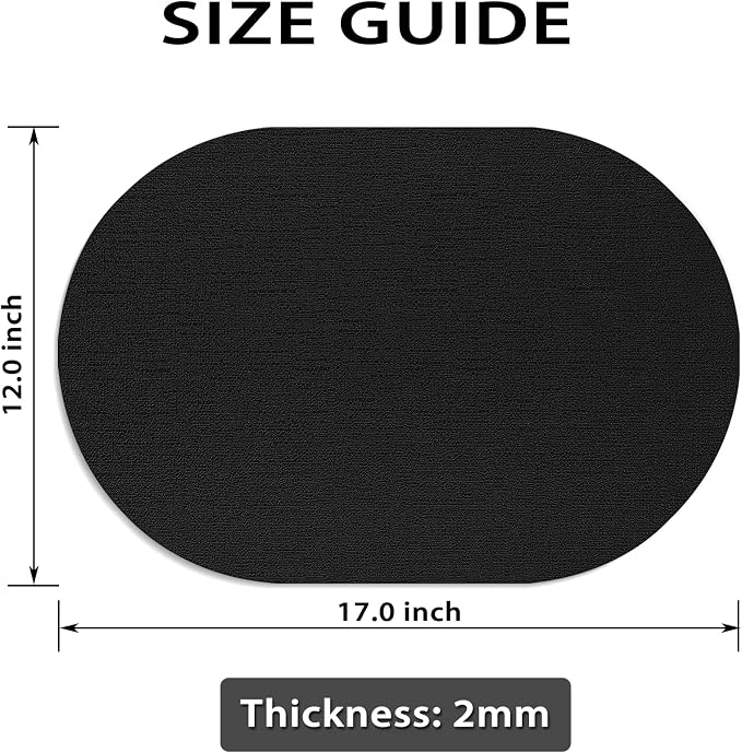 Placemats for Dining Table Set of 6 Non-Slip, Heat Resistant Oval Leather - Image 6