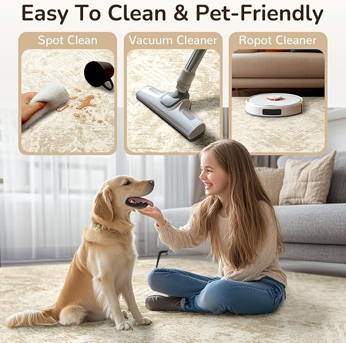 BESTSWEETIE Area Rug 9x12 Rug Machine Washable Non-Slip Low Pile Print Pattern - Image 4
