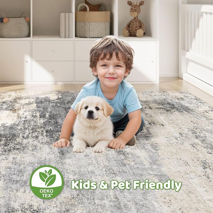 Area Rugs 9x12 Living Room: Washable Large Abstract Modern Soft Rugs Stain - Image 7