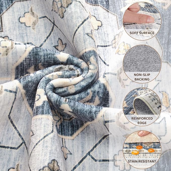 3x5 Washable Area Rug, Large Rugs - Image 9