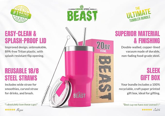 Beast 20 oz Tumbler Stainless Steel Vacuum Insulated Coffee Ice Cup Double Wall - Image 2
