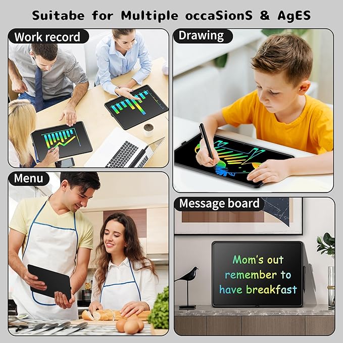 15 Inch LCD Writing Tablet for Kids, Large Kids Drawing Pad, Rechargeable Drawing Tablets, Drawing Supplies Toys Gifts for 3-8 Year Old Girls Boys, Black Drawing Board