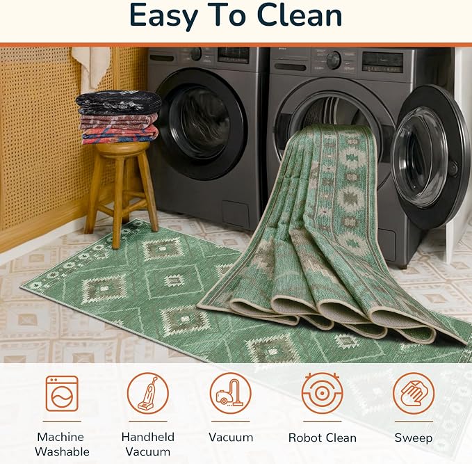 BESTSWEETIE Area Rug 6x9 Rug Machine Washable Rug Non-Slip Low Pile Print - Image 2