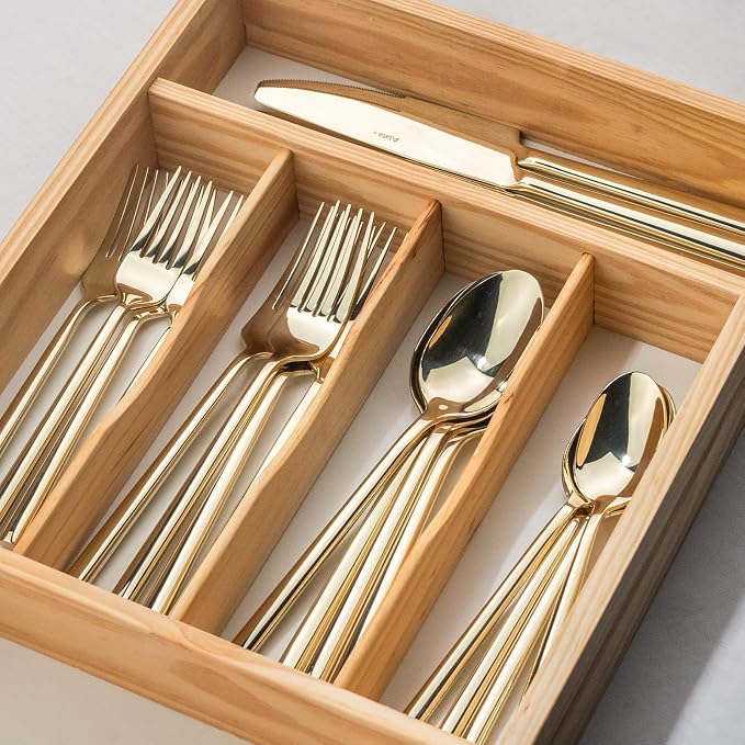 Alata Potter Champagne Gold 45-Piece Forged Silverware Set - Image 10