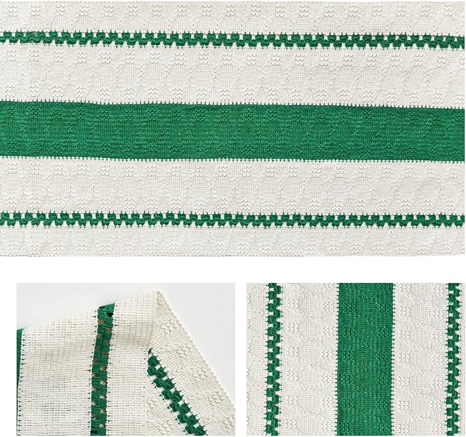 Artoid Mode Emerald Green Rustic Woven Table Runner 12x60 Inch | Holiday - Image 6