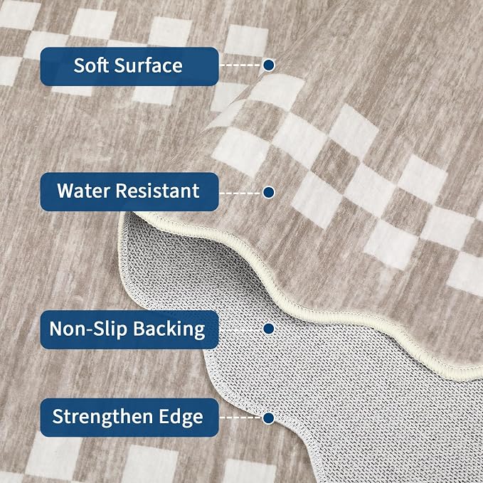 GarveeHome Hallway Runner Rug 2x6 Non Slip Scalloped Washable Rug - Image 4