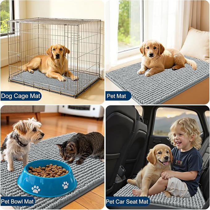 OLANLY Dog Door Mat for Muddy Paws 44x24, Ultra Absorbent Chenille Mud Doormat - Image 7