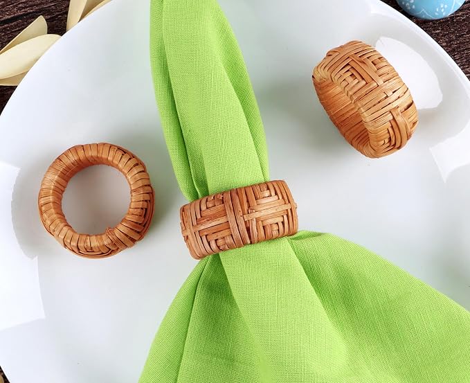 Farmhouse Napkin Rings Set of 12, Hand-Woven Napkin Ring - Image 7