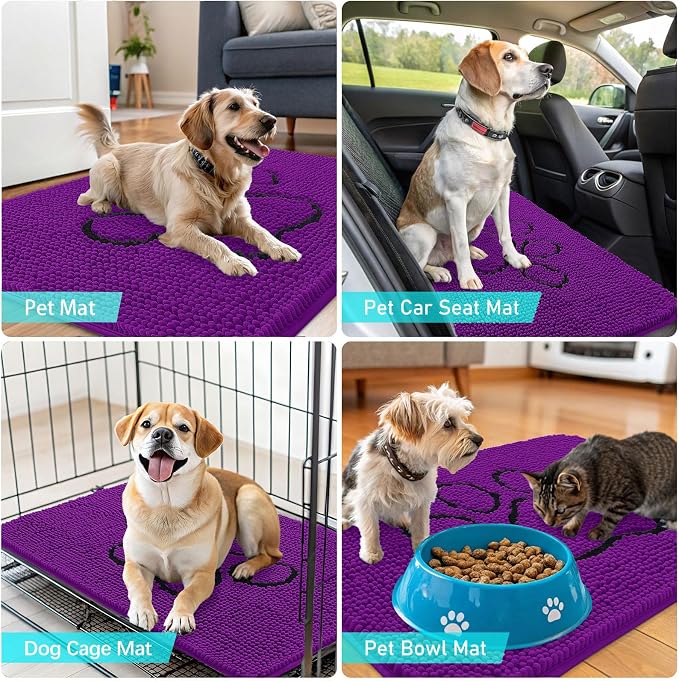 OLANLY Dog Door Mat for Muddy Paws 36x24, Paw Print Design, Absorbs Moisture - Image 7