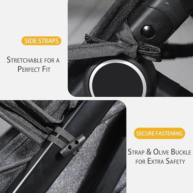 Mosquito Net for Stroller, Universal 3D Baby Bug Net with Two-Way Zippers & Storage Bag, Breathable & Foldable Netting for Stroller, Bassinet,Cradle（Black）