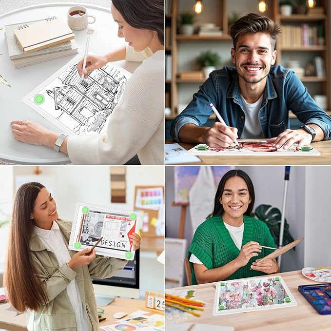 KOBAIBAN A4 Magnetic Light Pad with Bag, Rechargeable Diamond Art Light Board with Side Physical Buttons, 3 Color Light Modes Super Bright Light Table Light Box for Tracing, Drawing, Sketching (White)