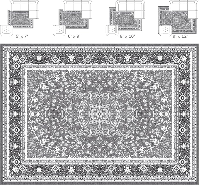 Lessymo Area Rugs 9x12 Living Room- Large Area Rug Machine Washable Area Rug - Image 2