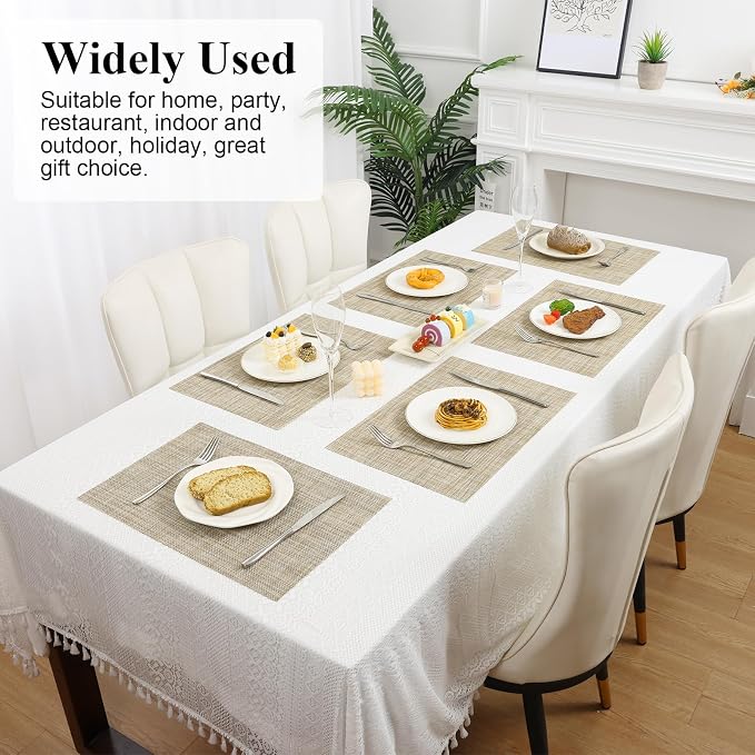 SHACOS Placemats Set of 6 Woven Vinyl Place Mats Wipeable Heat Resistant Stain - Image 6