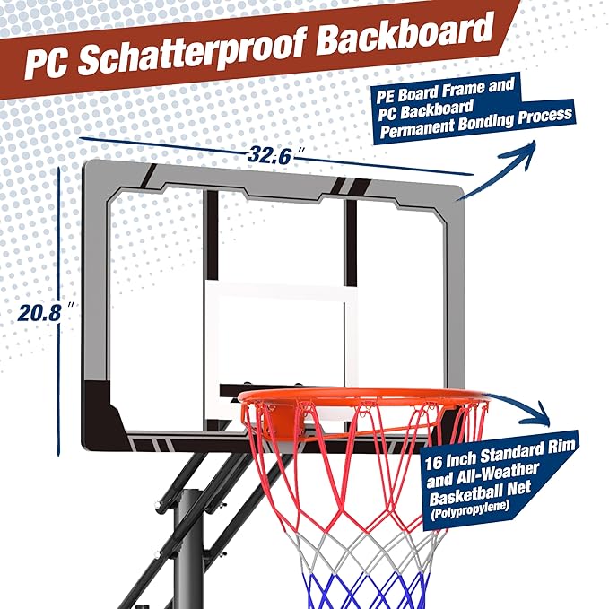 Mayfire Kids Basketball Hoop Adjustable Height 4-8.5 FT, Portable Basketball Goal System with 33'' Shatterproof Backboard for Kids Youth Teens in Driveway, Backyard, Outdoor Play