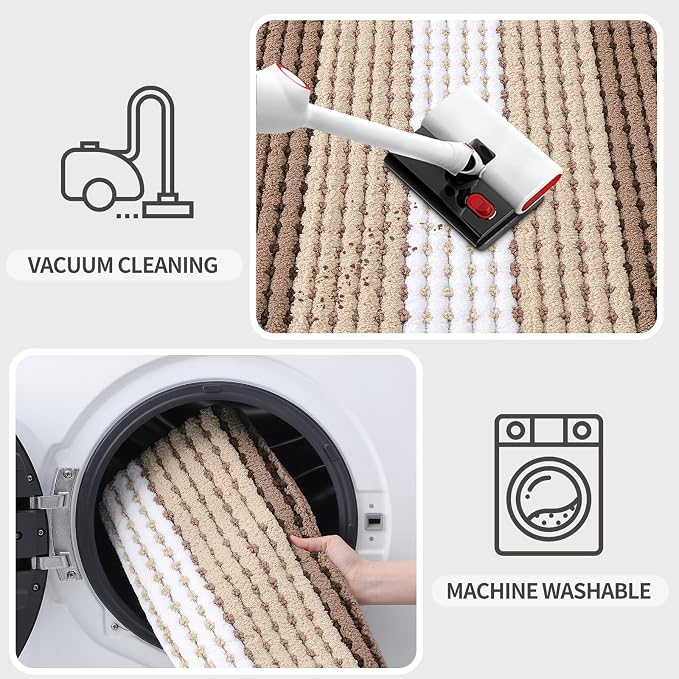 Kitinjoy Indoor Outdoor Door Mat, 48x32 Non-Slip Absorbent Dirt Trapper - Image 5