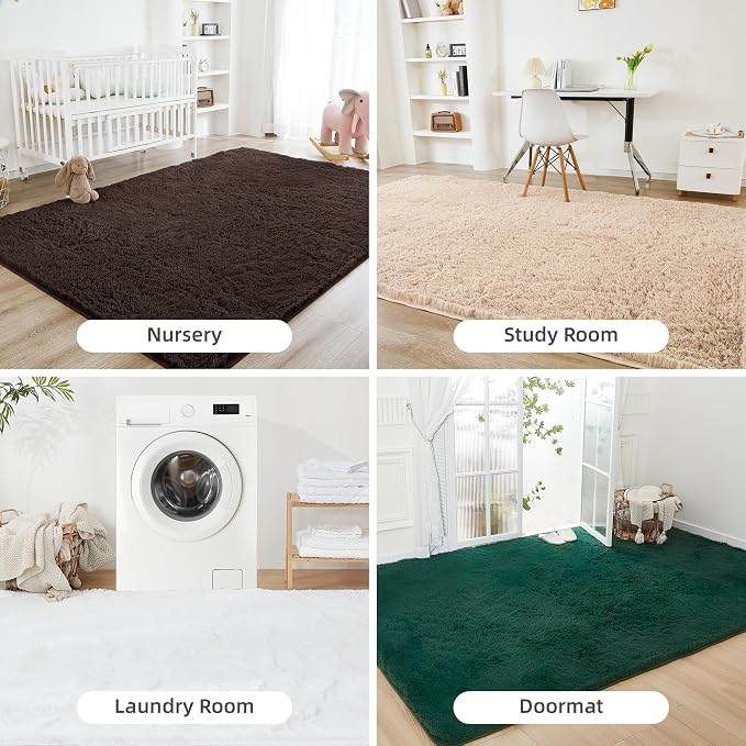 Litanika 3x5 Shag Area Rug for Living Room Bedroom, Non-Shedding Modern Indoor - Image 7