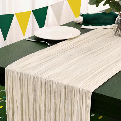 1 Pack Ivory White Cheesecloth Table Runner 120 Inch Boho Wedding Decor | by Fixwal