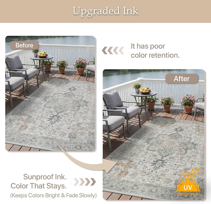 GENIMO Outdoor & Indoor Area Rug 4'x6', Waterproof, Non-Shedding, Easy Cleaning - Image 5