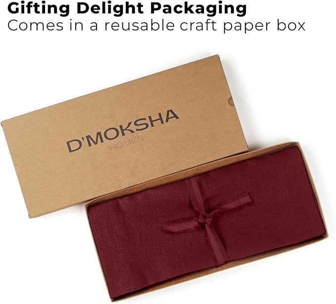 Classic Linen™ by D'Moksha Red Garnet Table Runner 108 Inches Long, 100% Pure - Image 4