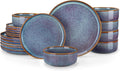 vancasso PLAYA Plates and Bowls Sets, 18 Pieces Grey-Blue Dinnerware Sets by vancasso
