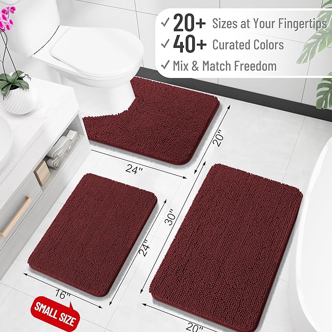 OLANLY Toilet Rugs U-Shaped 20x20, Extra Soft Absorbent Chenille Contour - Image 2