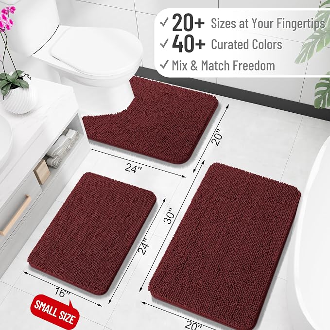 OLANLY Bathroom Runner Rugs 59x24, Soft Absorbent Chenille Bath Rugs, Rubber - Image 2