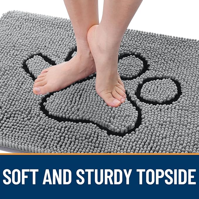 OLANLY Dog Door Mat for Muddy Paws 70x35, Paw Print Design, Absorbs Moisture - Image 4