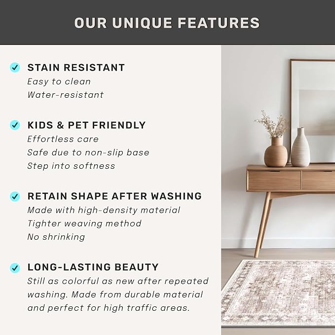 Washable Boho 6x8 Area Rug for Living Room - Image 5