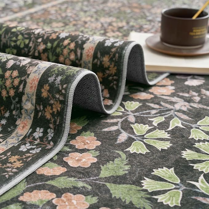 jinchan Zenith Floral 3x5 Area Rug Machine Washable Soft Low-Pile Non-Slip - Image 8