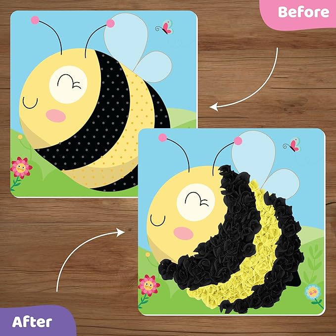 jackinthebox Poke Poke Art – Bugs Theme, Mess-Free Fabric Art and Craft, Flower Pressing Kits, Gift for Kids, Toys for Girls and Boys Ages 4 5 6 7 8