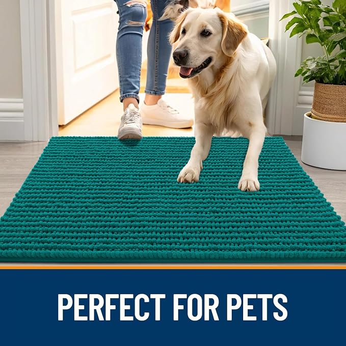 OLANLY Dog Door Mat for Muddy Paws 44x24, Ultra Absorbent Chenille Mud Doormat - Image 6