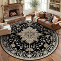 RELEANY Area Rugs Round 8ft Washable Non-Slip, Floral Vintage Distress by RELEANY