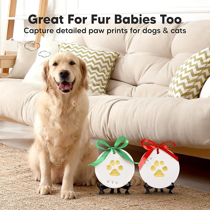 Baby Hand and Footprint Kit Girls, Boys - Personalized Baby Footprint Ornament Kit, Newborn Keepsake Gifts for New Mom, Easy to Use Handprint Makers,Cute Shower Gifts(Multi-Colored)