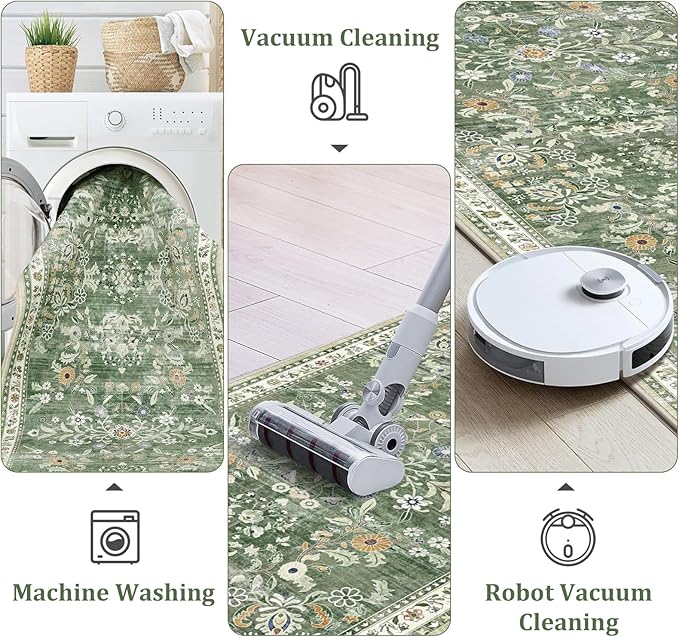 Yamaziot Washable Runner Rug 2x7 – Non Slip Boho Floral Hallway Runner Rug - Image 5