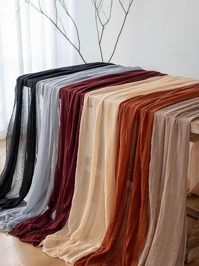 10Pcs Coffee Cheesecloth Table Runner 120 Inches - Image 6